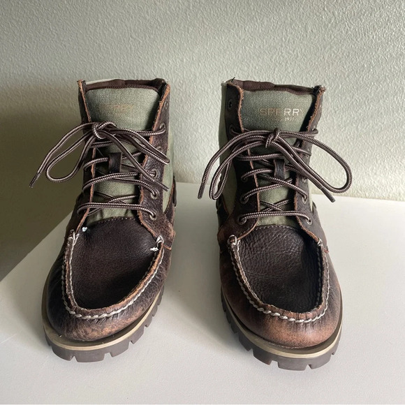 Sperry Top Sider Carson Brown Leather and Canvas Boots - Picture 2 of 10